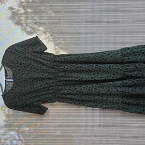 SHEIN Ruffled Green and Black Midi Dress